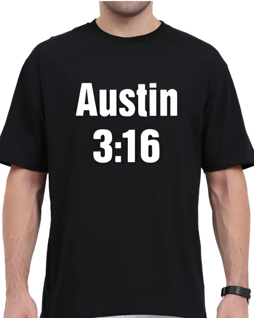 Steve Austin 3:16 WWE Printed Oversized T-shirt for Men