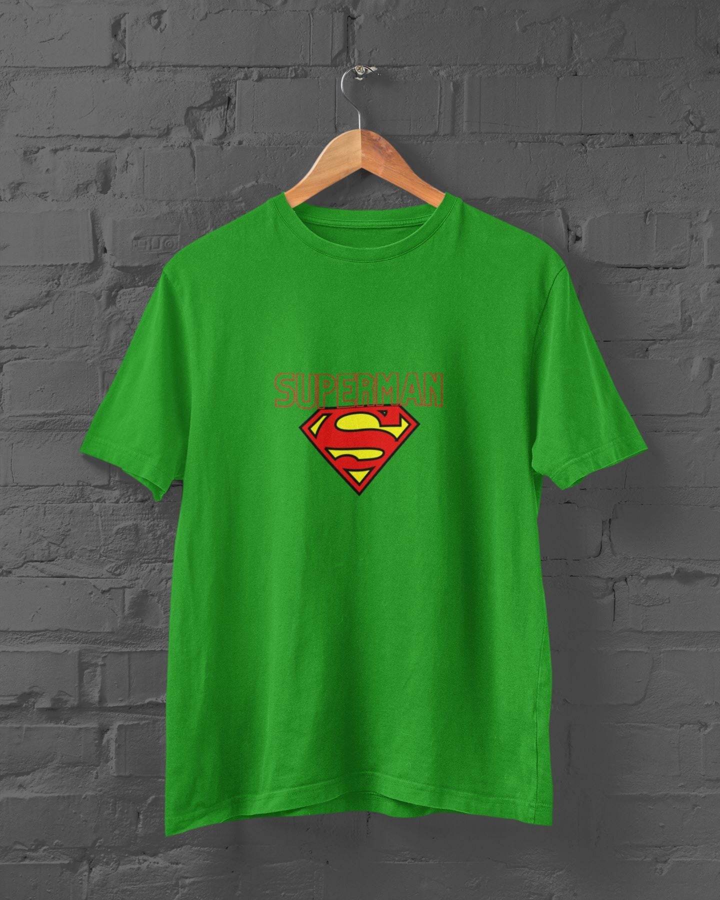 Superman Superhero Half Sleeve T-shirt for Men Flag Green