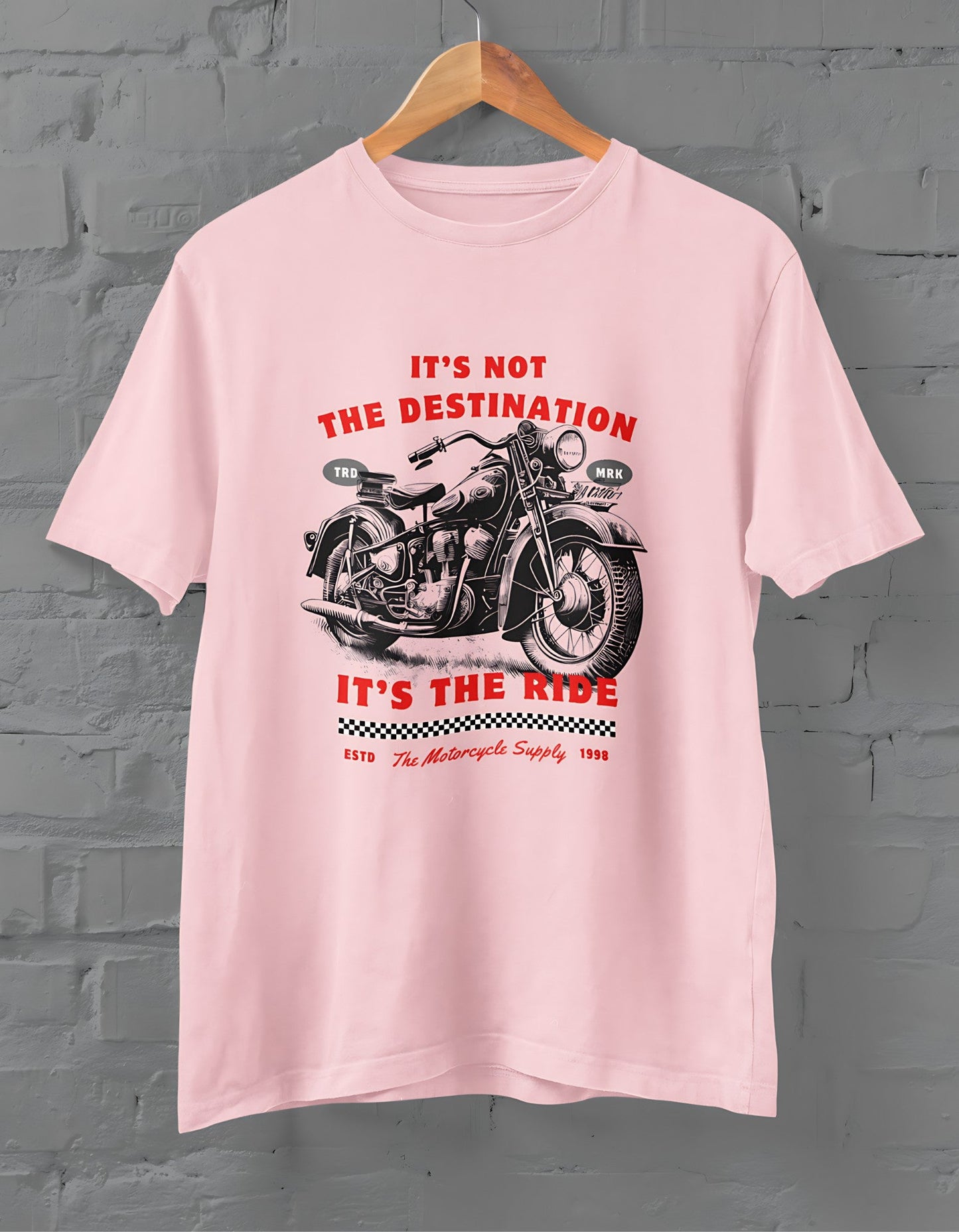 Bike Ride Half Sleeve T-shirt for Men Light Pink
