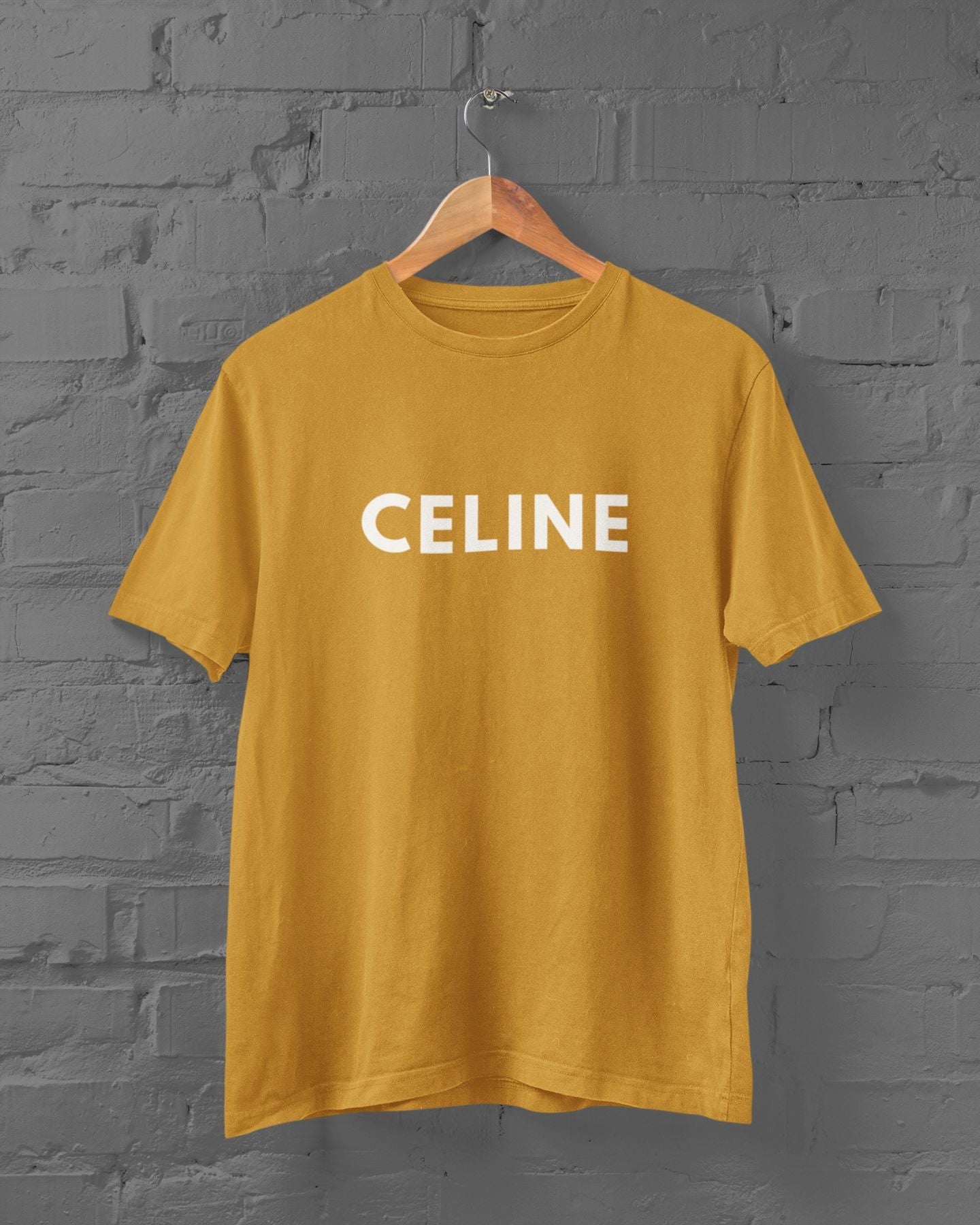 CELINE Half Sleeve T-shirt for Men/Women Mustard Yellow