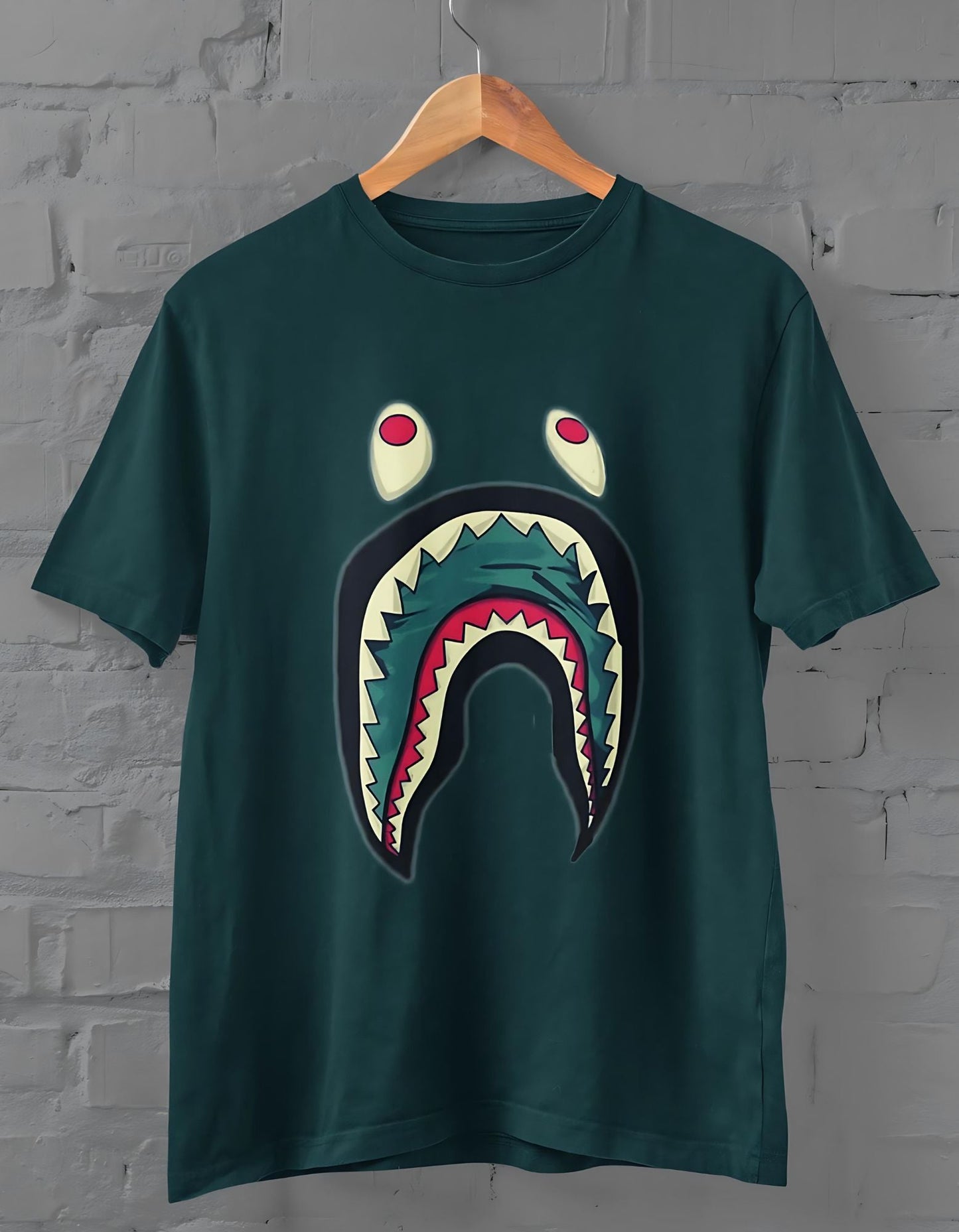 Bape Shark Half Sleeve T-shirt for Men Petrol Blue