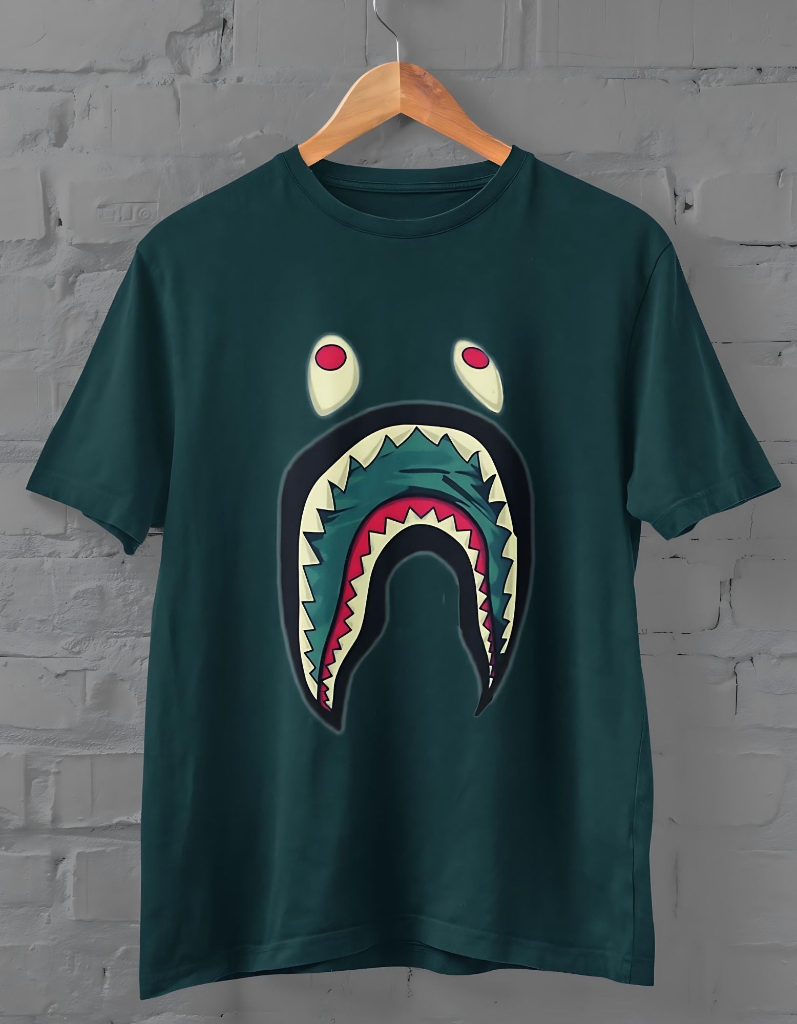 Bape Shark Half Sleeve T-shirt for Men Petrol Blue