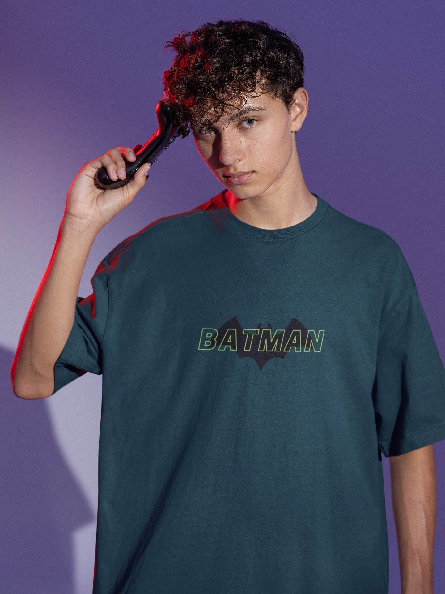 Batman Superhero Oversized T-shirt for Men Petrol Blue