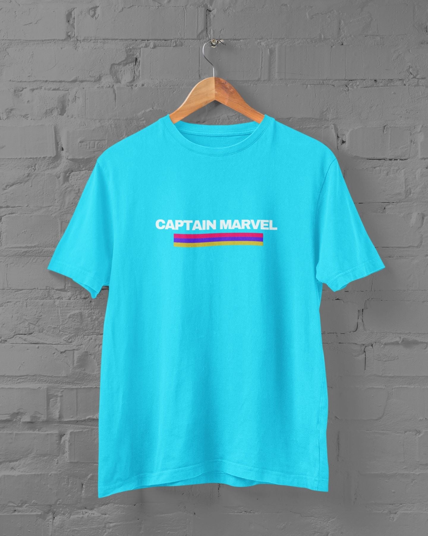 Captain Marvel Half Sleeve T-Shirt for Men Sky Blue
