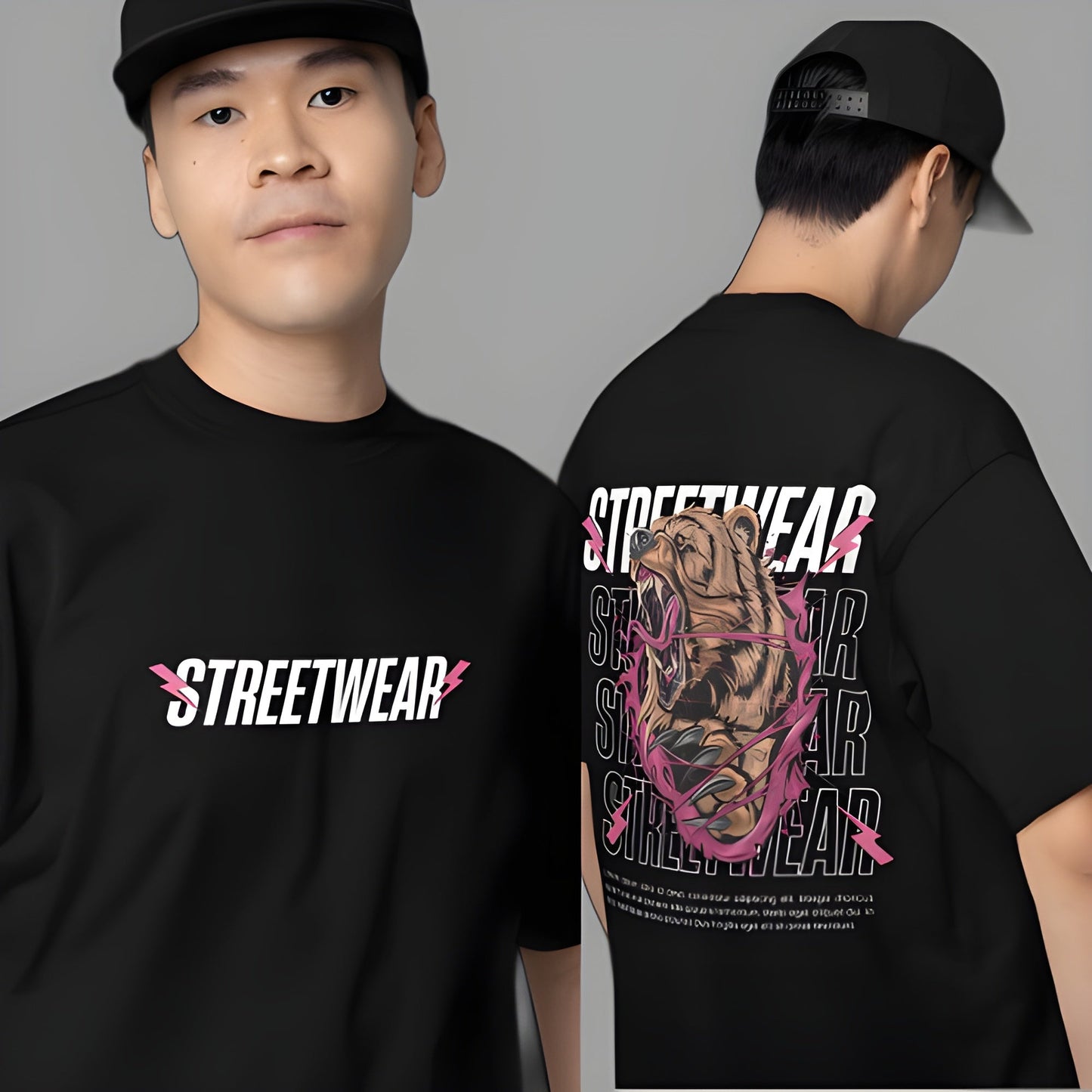 Bear Streetwear Oversized T-shirt for Men - ShosaQualiTees