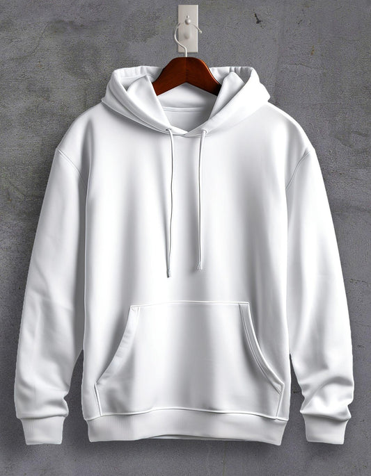 White Plain Unisex Hoodie For Men/Women