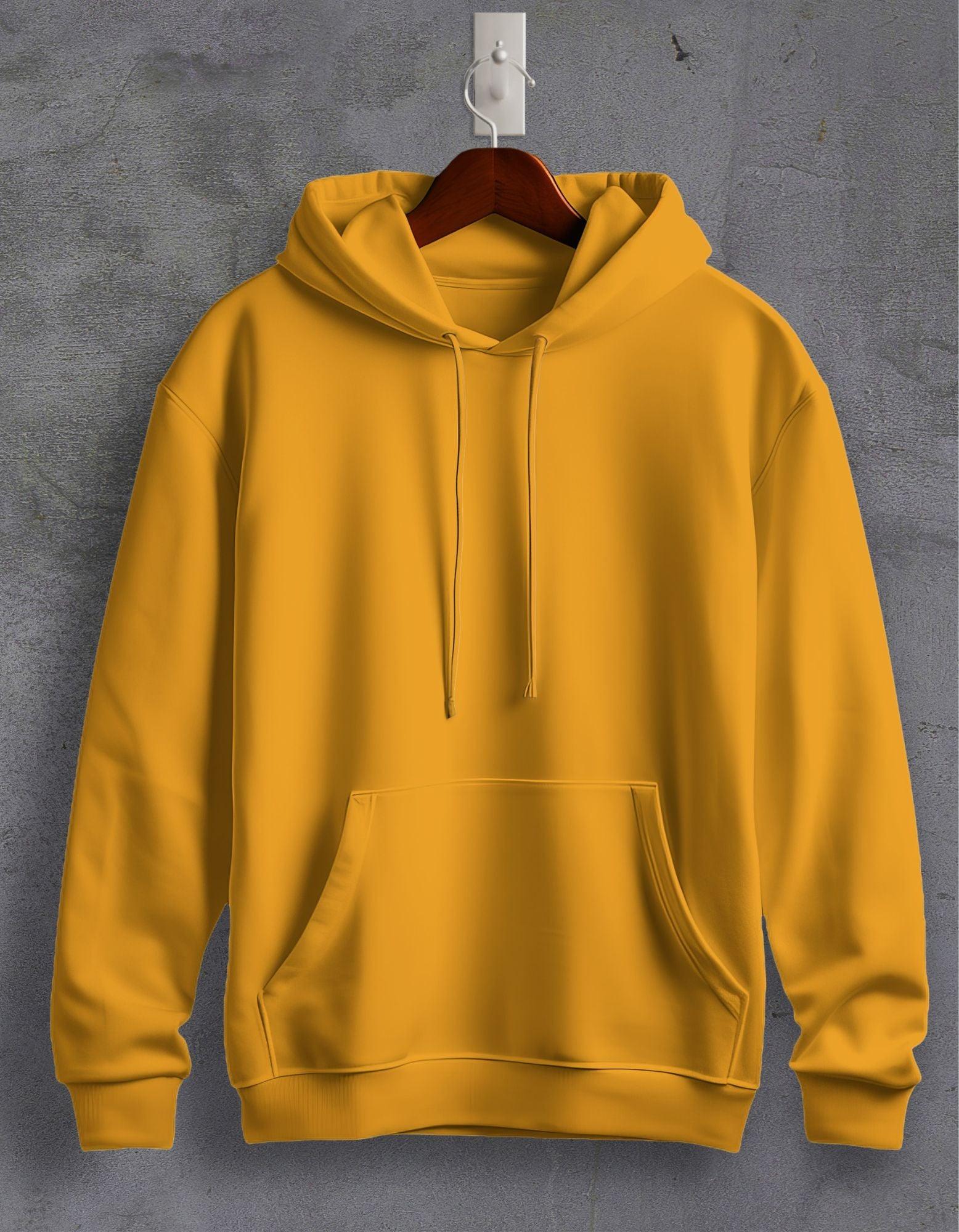 Mustard Yellow Plain Unisex Hoodie For Men/Women