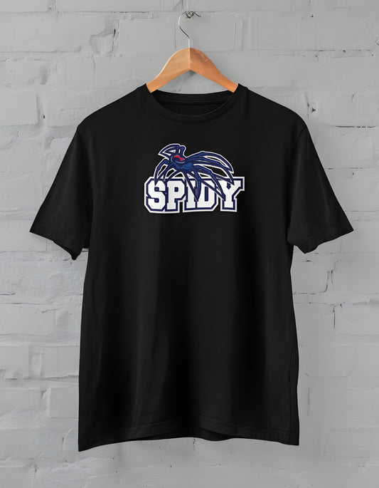 Blue Spider Cartoon Mascot Printed Half Sleeve T-shirt for Men
