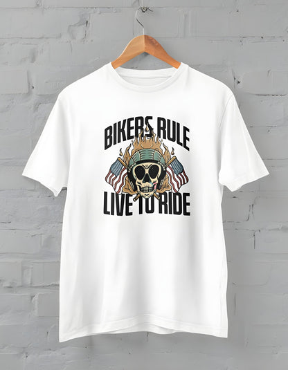 Bikers Rule Live to Ride Half Sleeve T-Shirt for Men