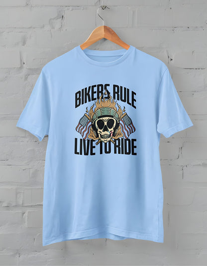 Bikers Rule Live to Ride Half Sleeve T-Shirt for Men