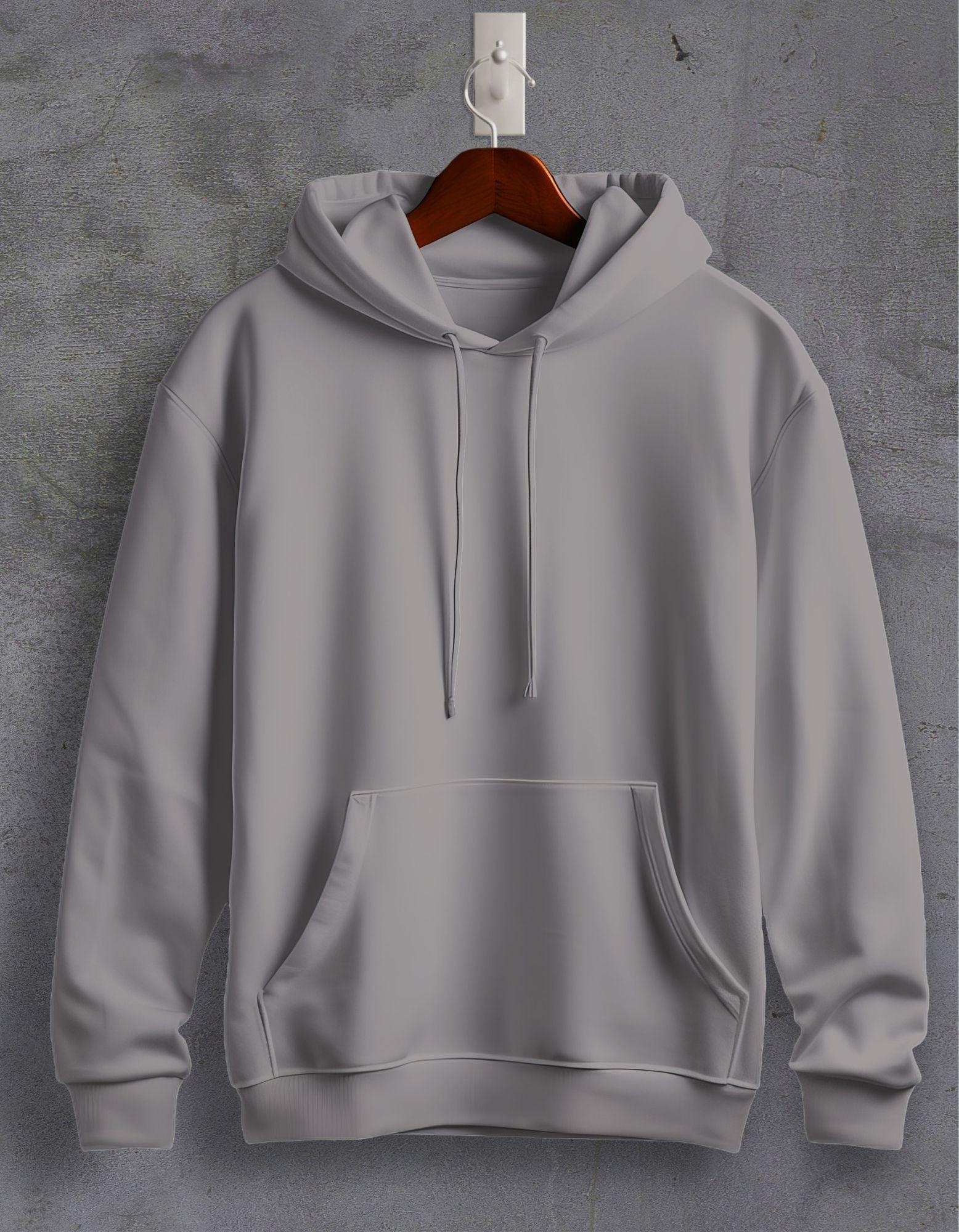 Grey Mélange Plain Unisex Hoodie For Men/Women