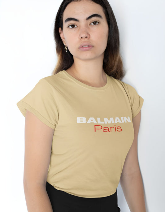 Balmain Paris Printed Half Sleeve T-shirt for Women