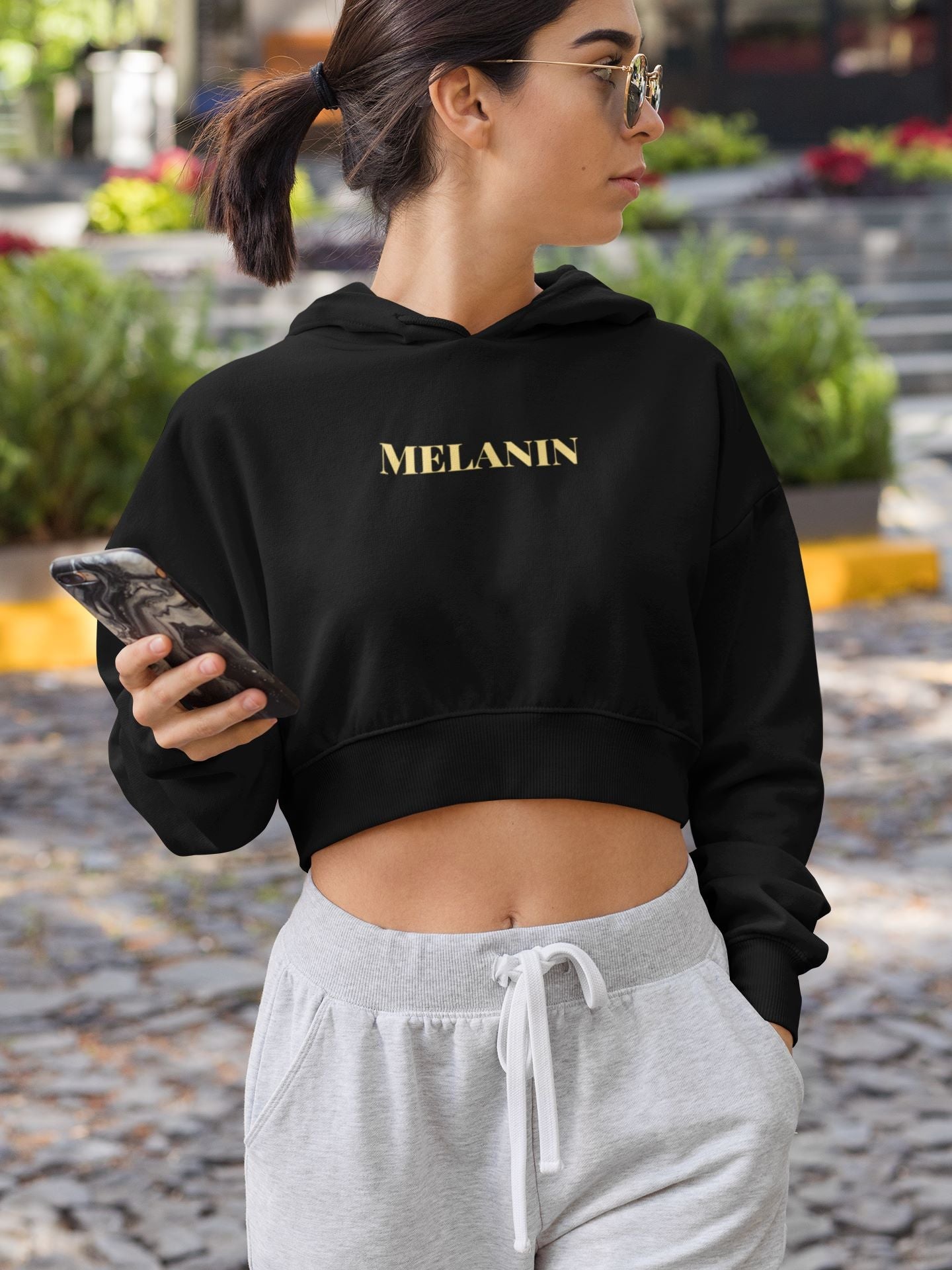 Melanin Crop Hoodie for Women - ShosaQualiTees