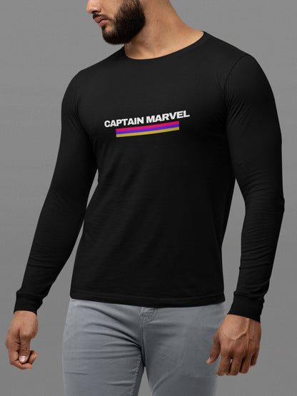 Captain Marvel Full Sleeve T-Shirt for Men Black