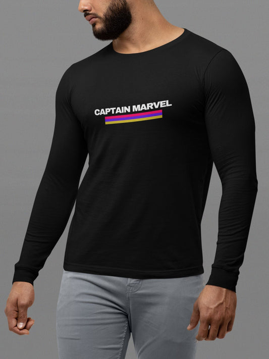 Captain Marvel Full Sleeve T-Shirt for Men Black