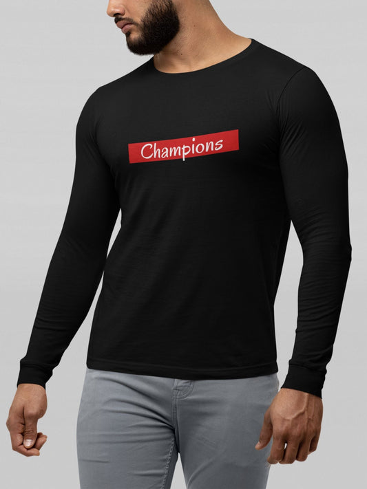 Champions Full Sleeve T-shirt for Men Black