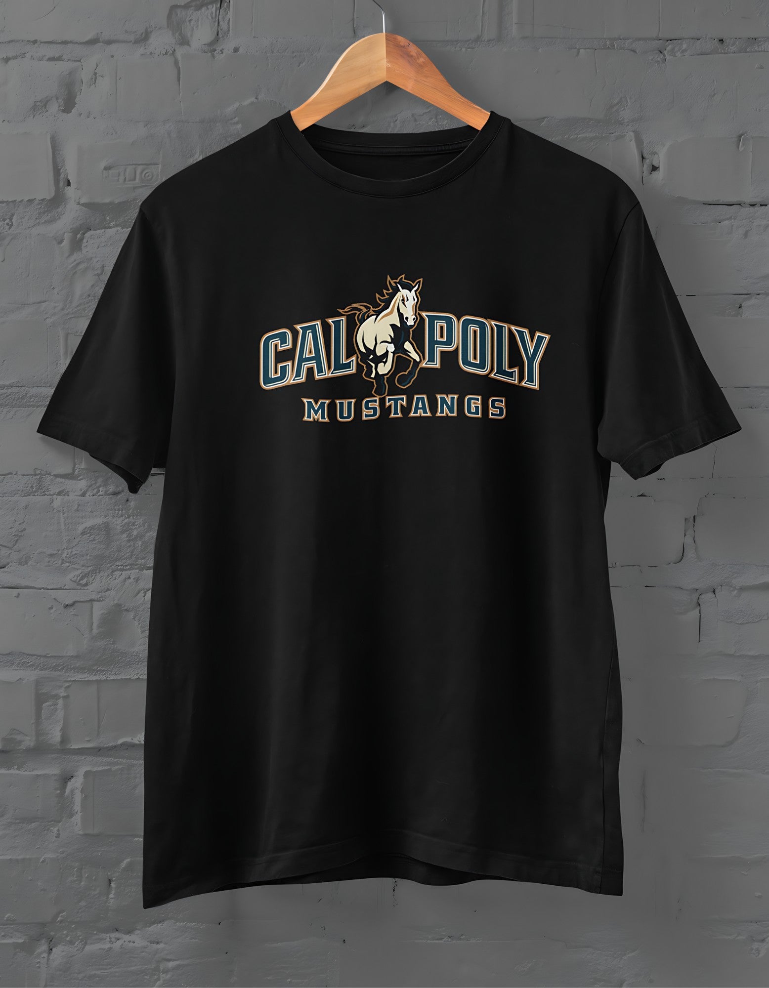 Calpoly Mustangs Half Sleeve T-shirt for Men Black