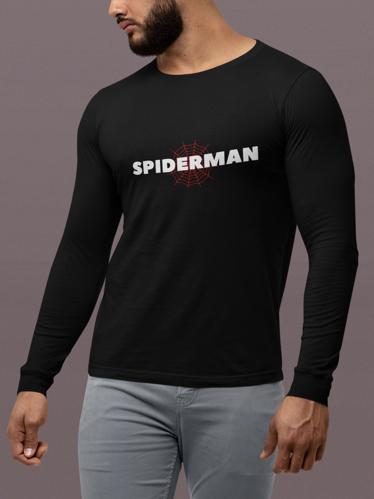 Spiderman Superhero Full Sleeve T-Shirt for Men Black