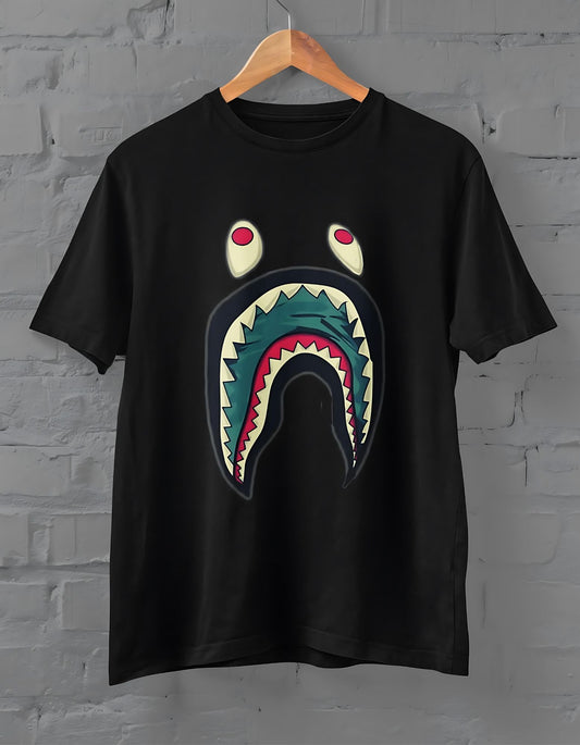 Bape Shark Half Sleeve T-shirt for Men Black