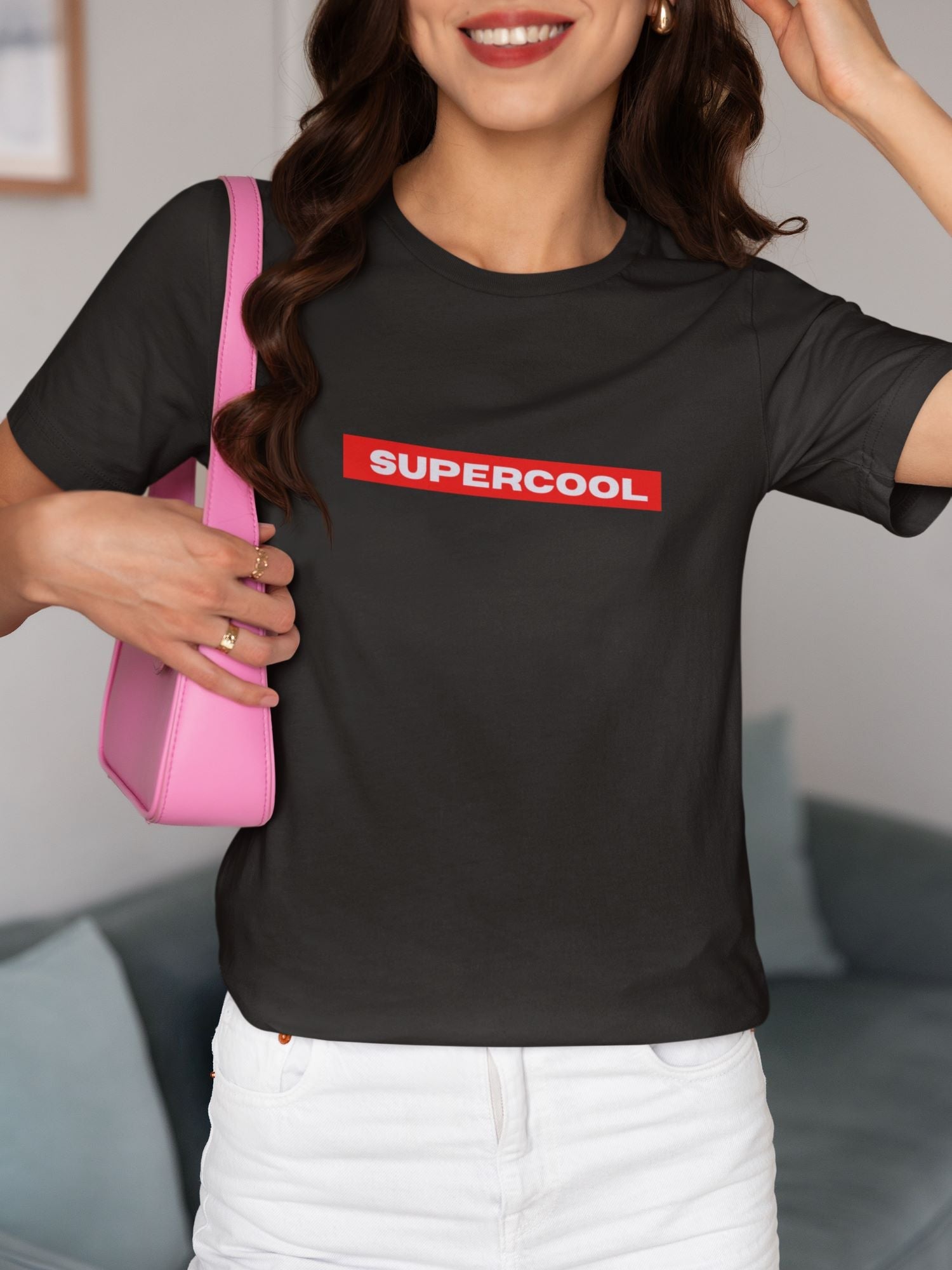 Supercool Half Sleeve T-shirt for Women Black