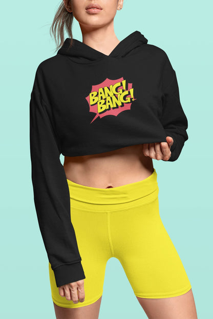 Bang Bang Crop Hoodie for Women Balck