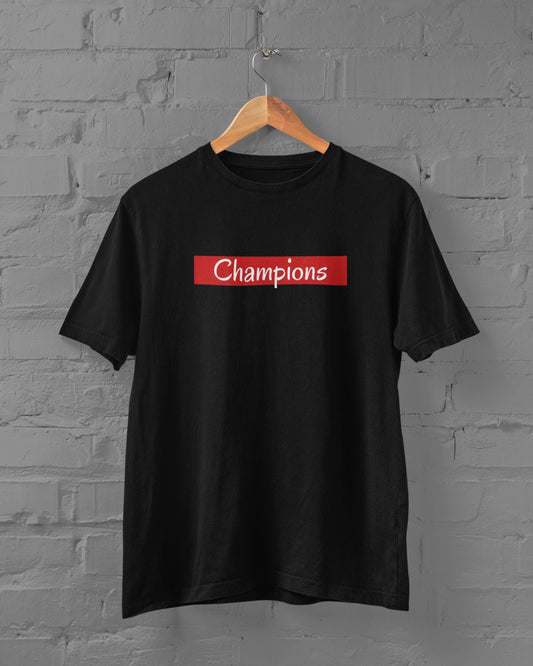 Champions Half Sleeve T-shirt for Men Black