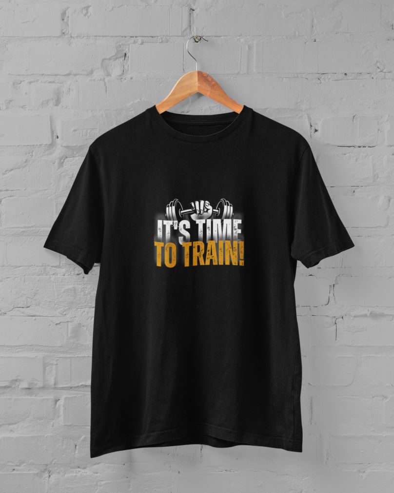 GYM - It's Time to Train Half Sleeve T-Shirt for Men Black