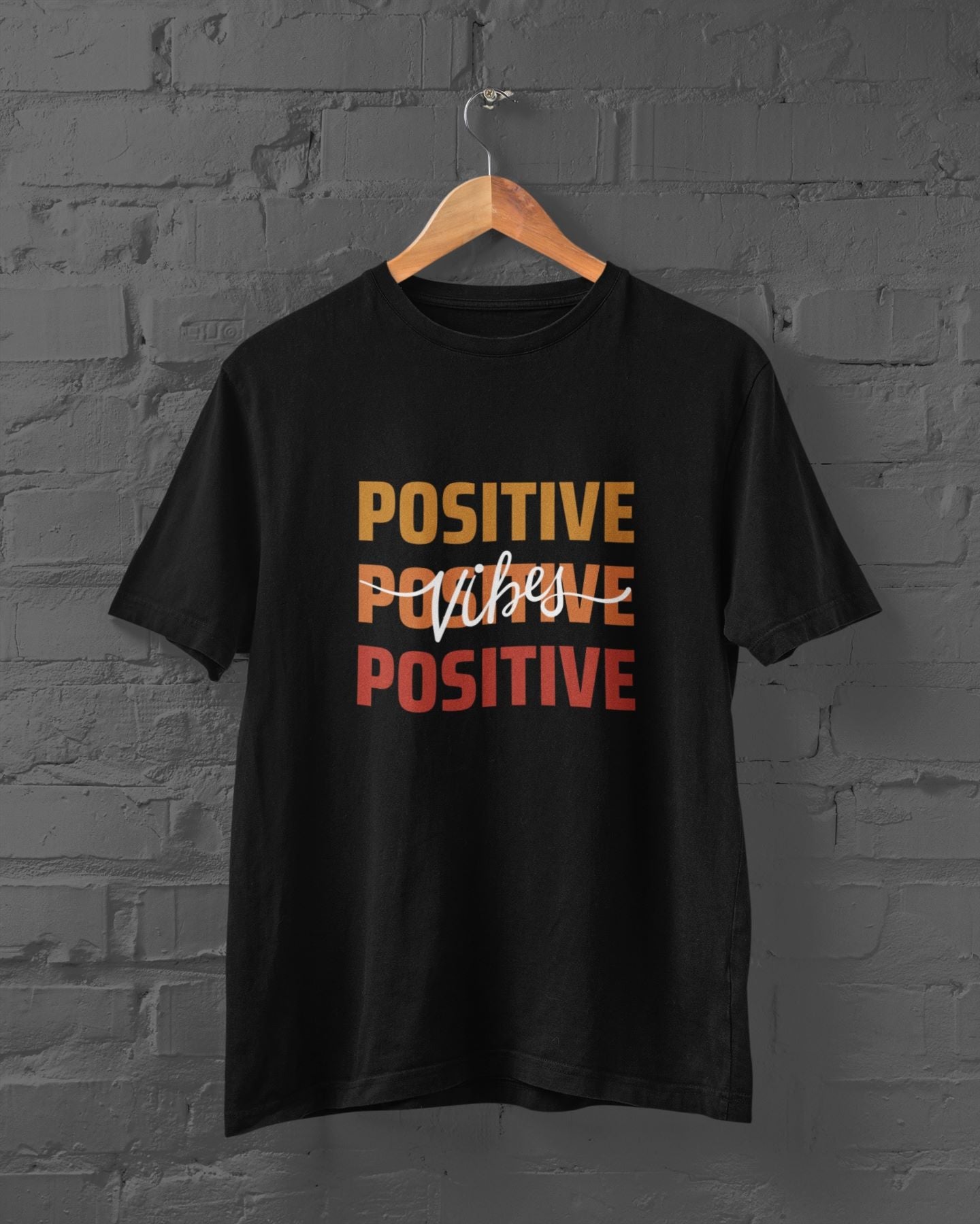 Positive Vibes Half Sleeve T-shirt for Men Black