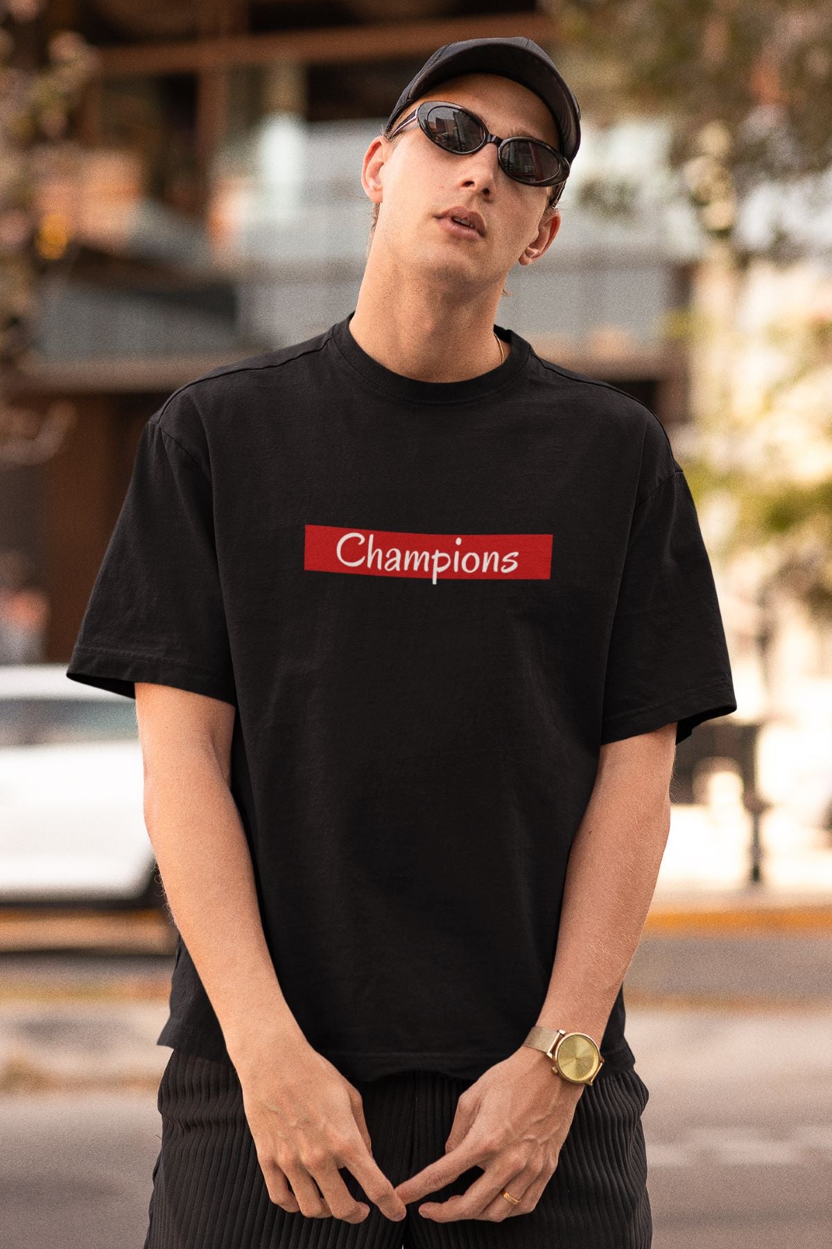 Champions Oversized T-shirt for Men Black