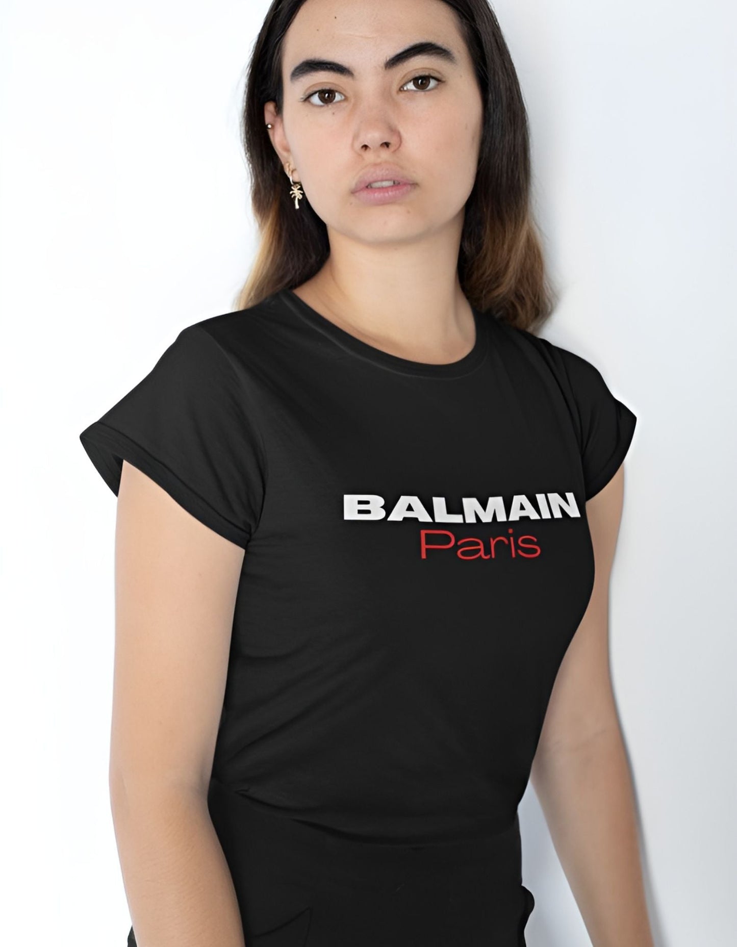 Balmain Paris Printed Half Sleeve T-shirt for Women