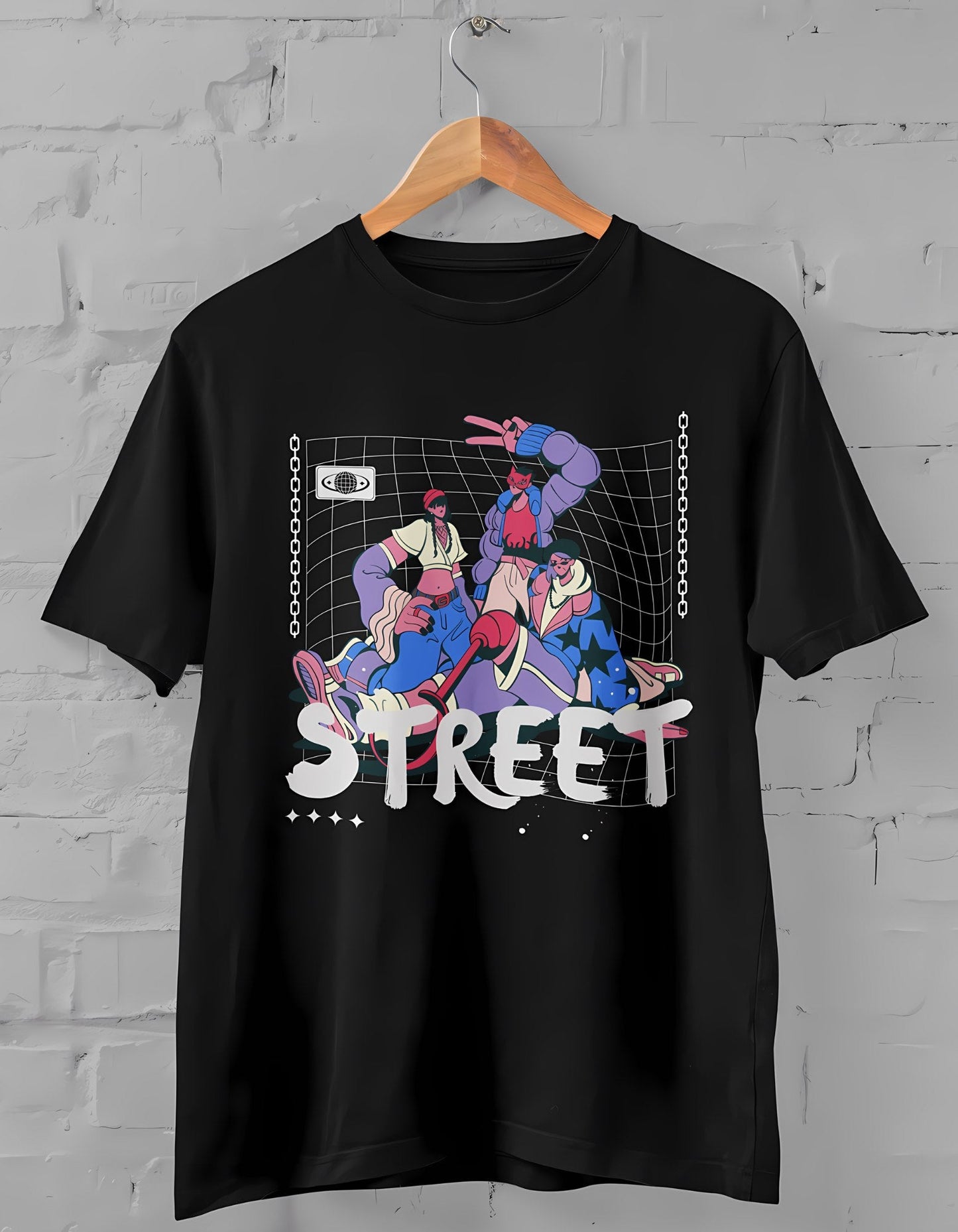 Black & Grey Street Streetwear Half Sleeve T-shirt for Men - ShosaQualiTees