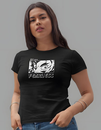 Fearless Animated Comic Half Sleeve T-shirt for Women