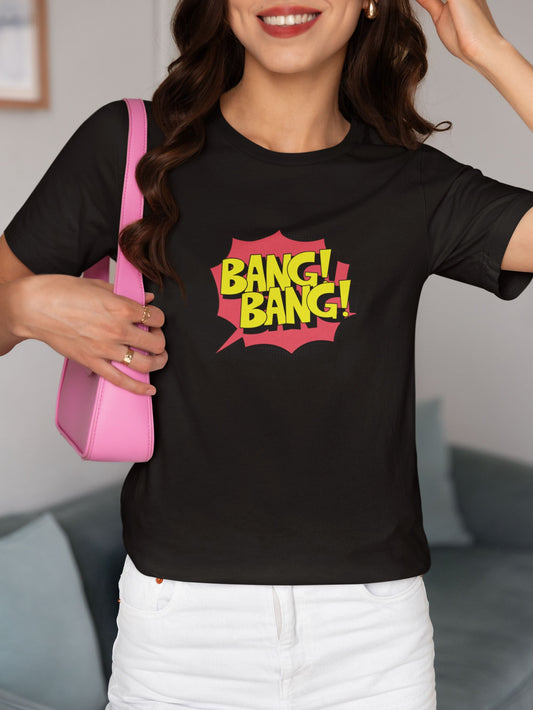 Bang Bang Half Sleeve T-shirt for Women Black