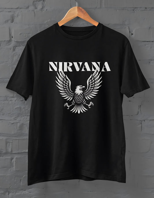 Nirvana Eagle Half Sleeve T-shirt for Men Black