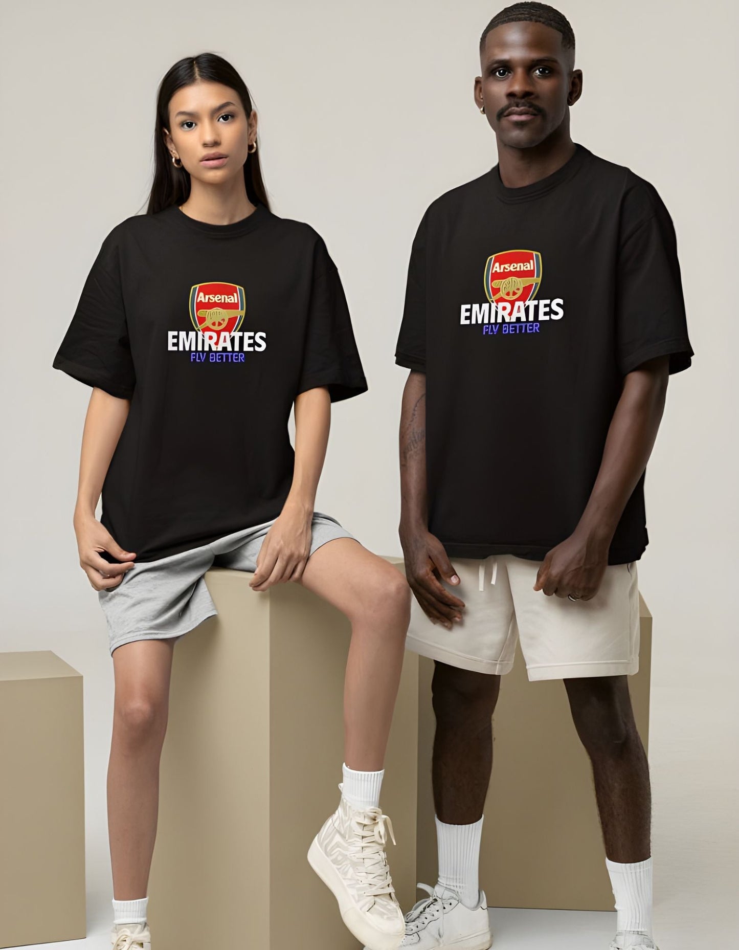 Arsenal Emirates Fly Better Unisex Oversized T-Shirt for Men & Women Black