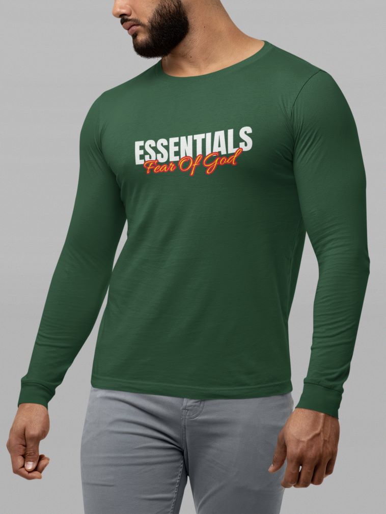 Essentials Full Sleeve T-Shirt for Men Bottle Green