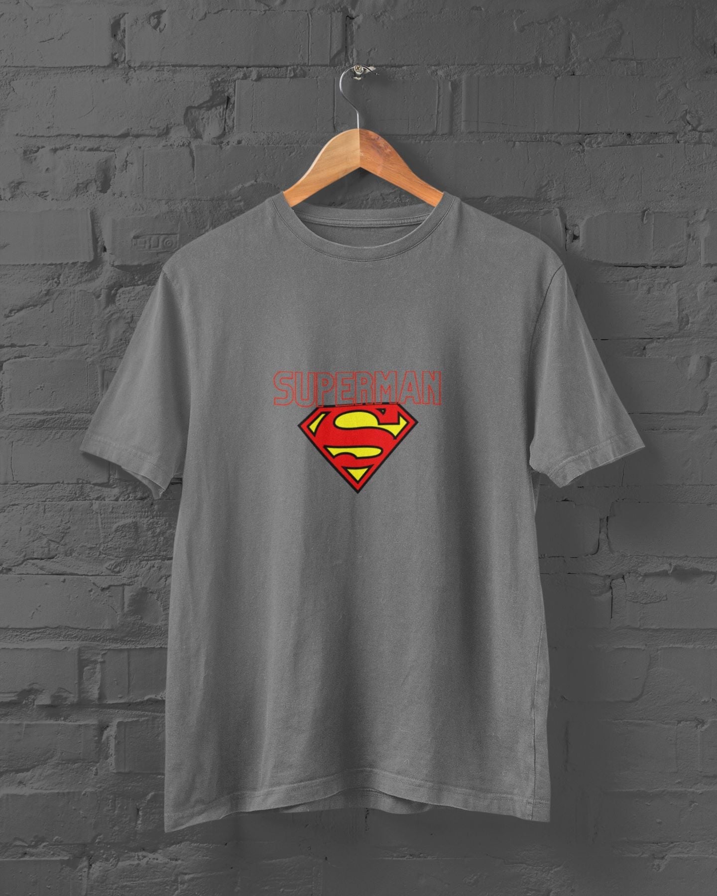 Superman Superhero Half Sleeve T-shirt for Men Charcoal melange