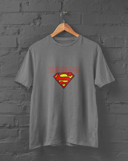 Superman Superhero Half Sleeve T-shirt for Men Charcoal melange