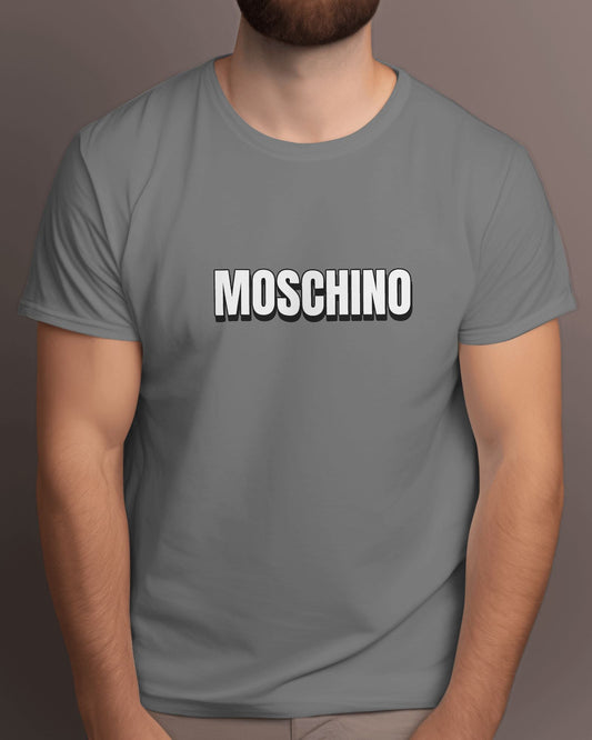 MOSCHINO Half Sleeve T-shirt for Men Charcoal Melange