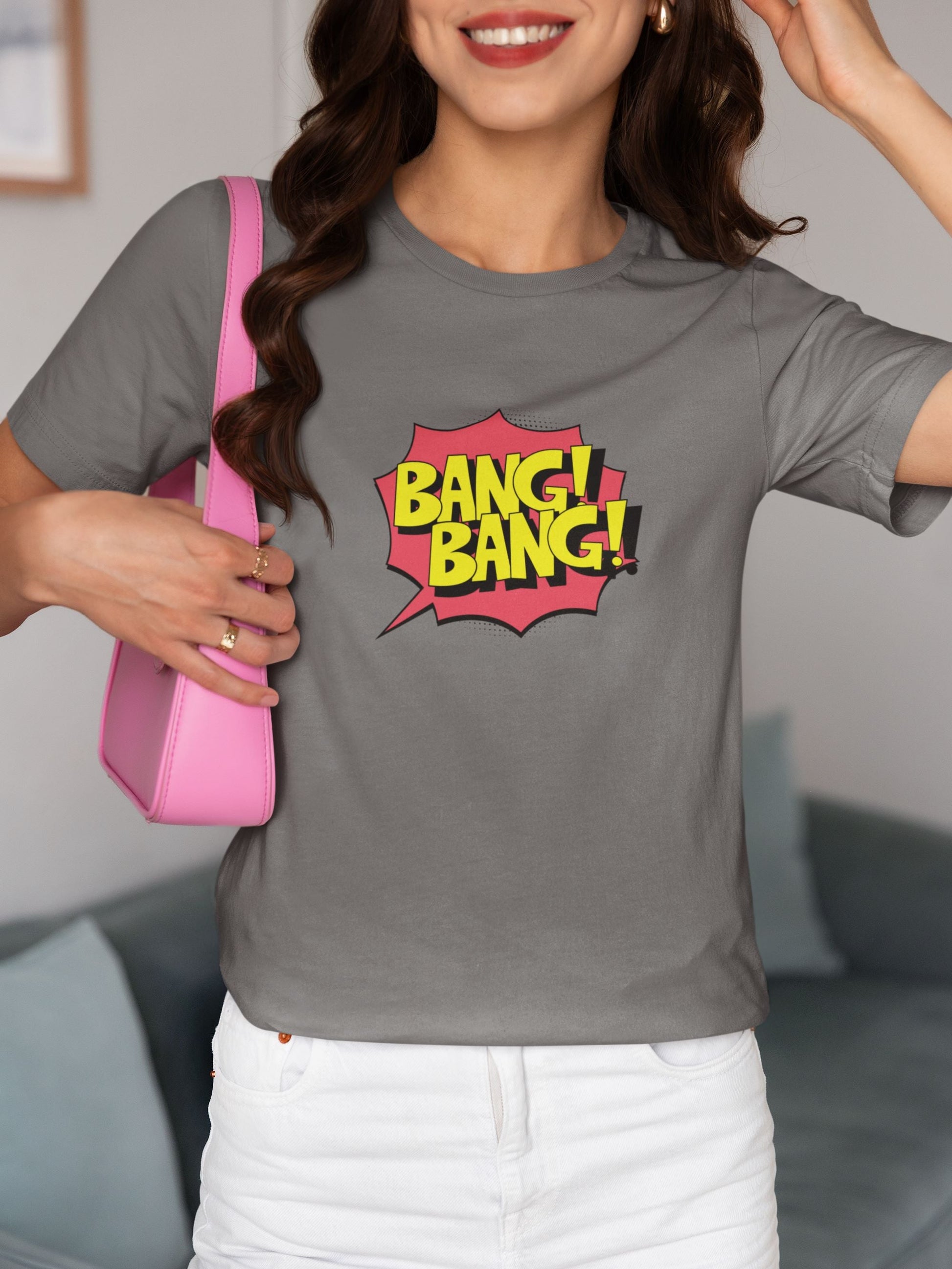 Bang Bang Half Sleeve T-shirt for Women Charcoal Melnage