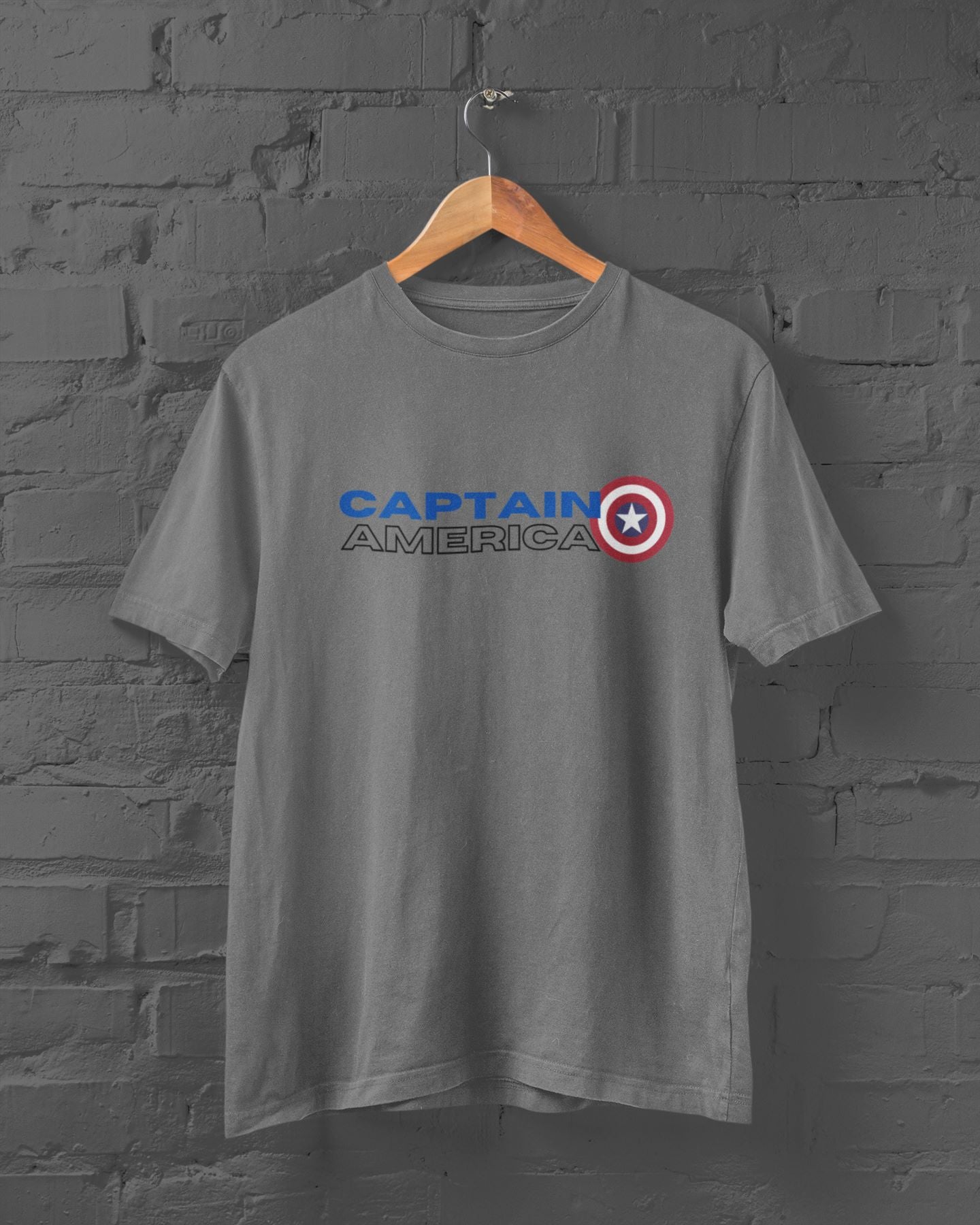 Captain America Superhero Half Sleeve T-Shirt for Men Charcoal Melnage