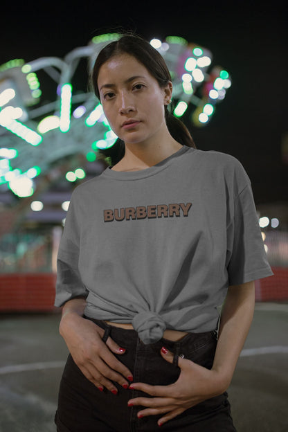 Burberry Half Sleeve T-shirt for Women charcoal Melange