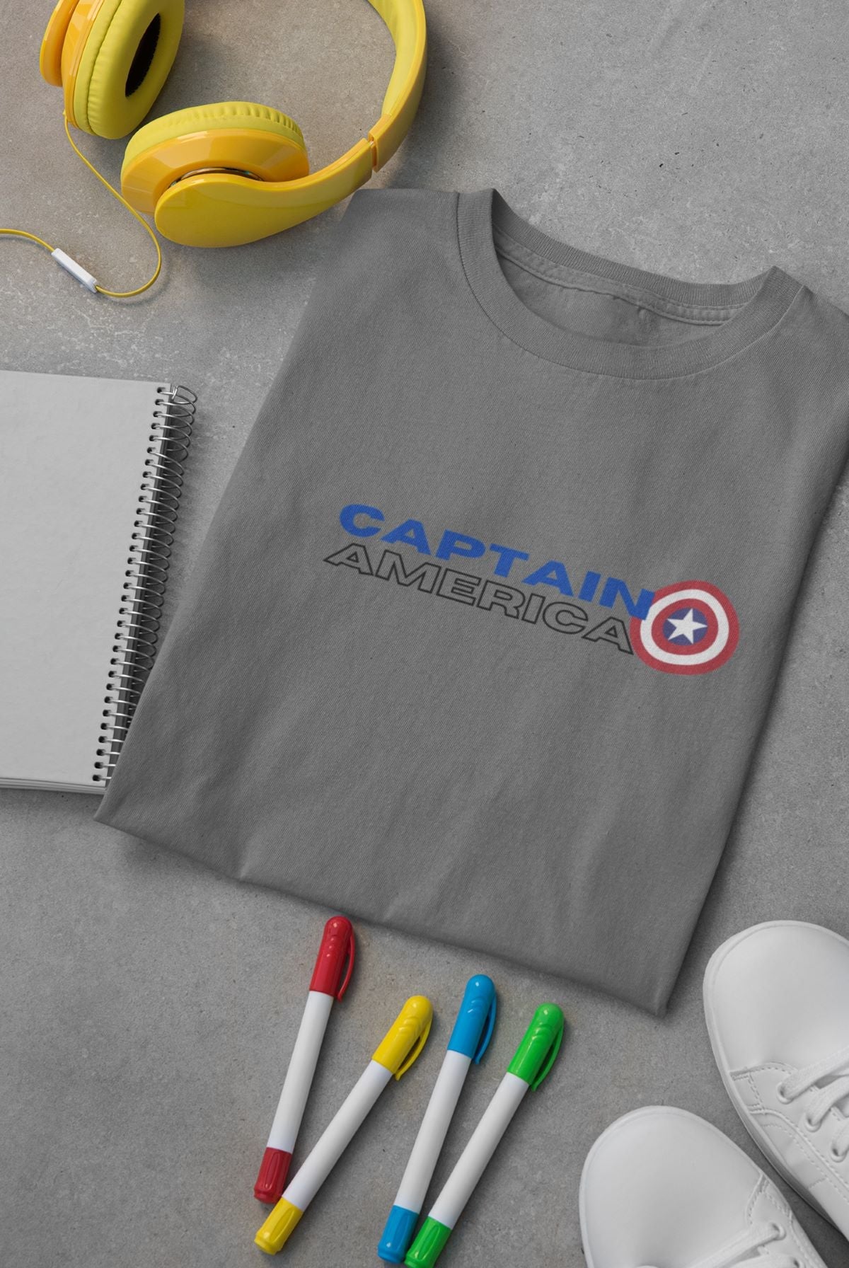 Captain America Kid's T-Shirt Charcoal Melange