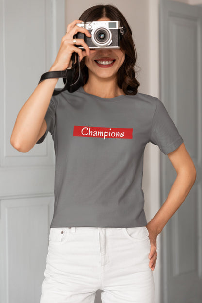 Champions Half Sleeve T-shirt for Women Charcoal Melange