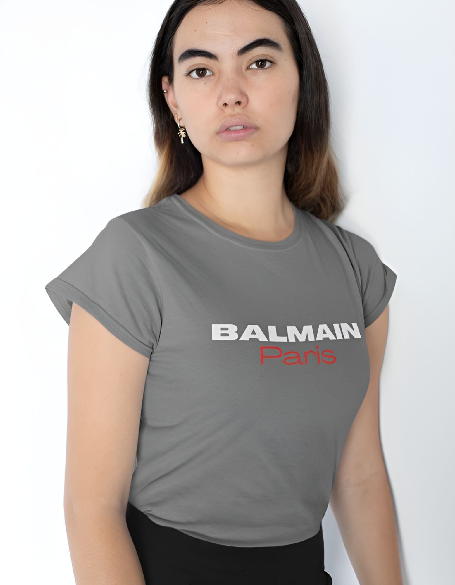 Balmain Paris Printed Half Sleeve T-shirt for Women