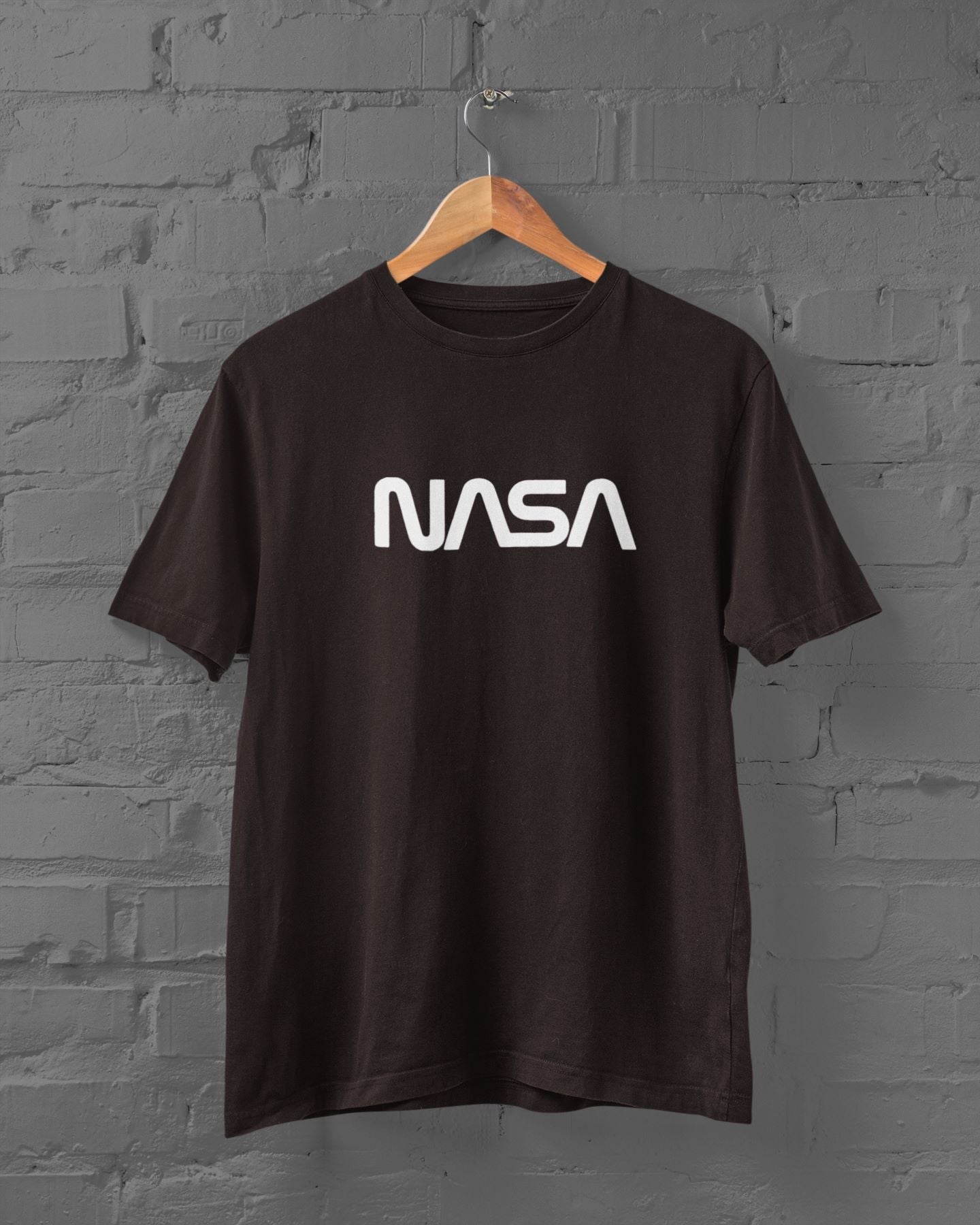 NASA Half Sleeve T-shirt for Men Coffee Brown