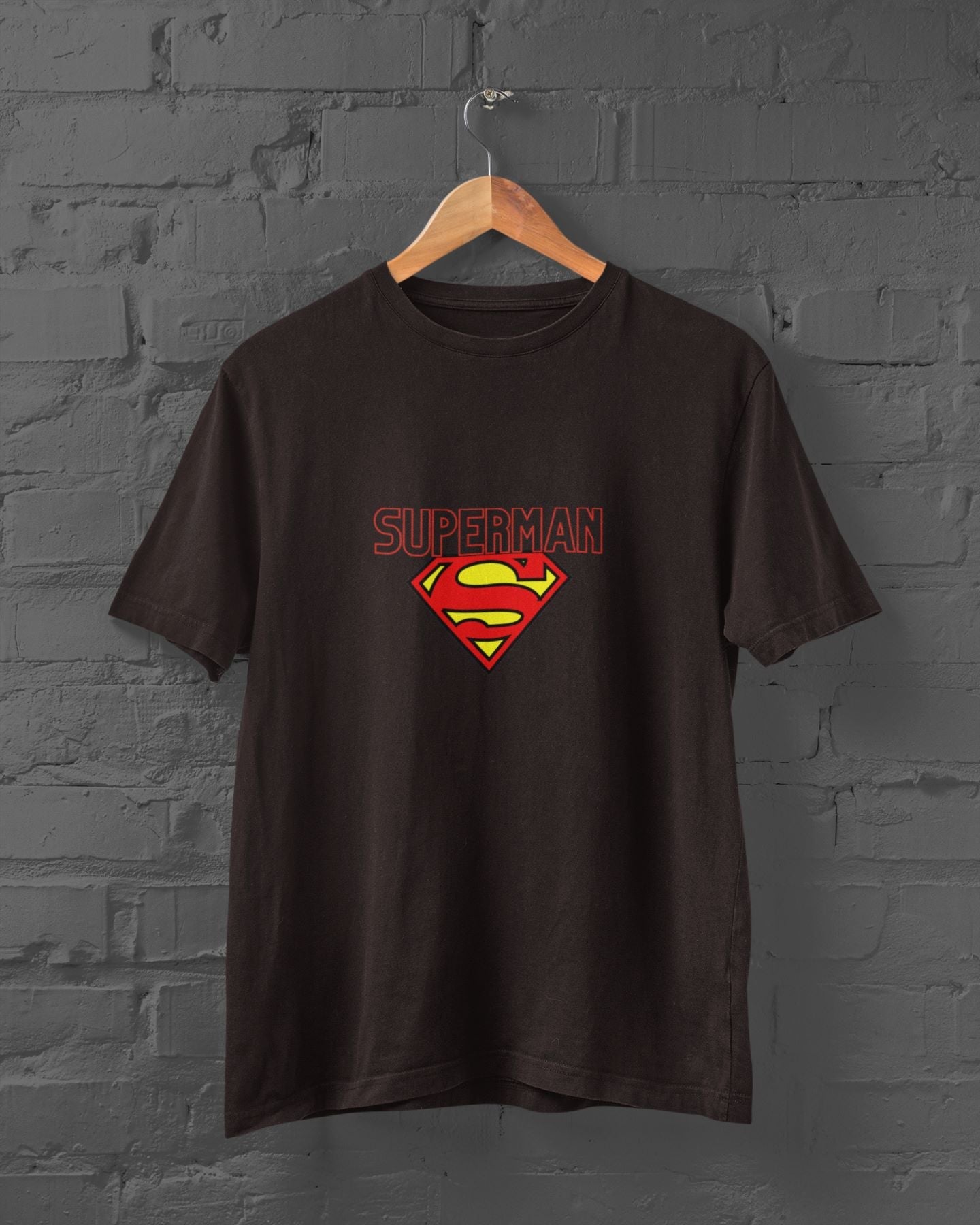 Superman Superhero Half Sleeve T-shirt for Men Coffee Brown