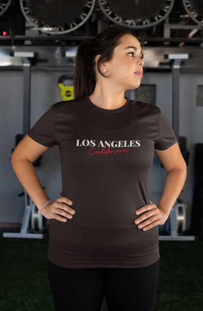 Los Angeles California Half Sleeve T-shirt for Women Coffee Brown