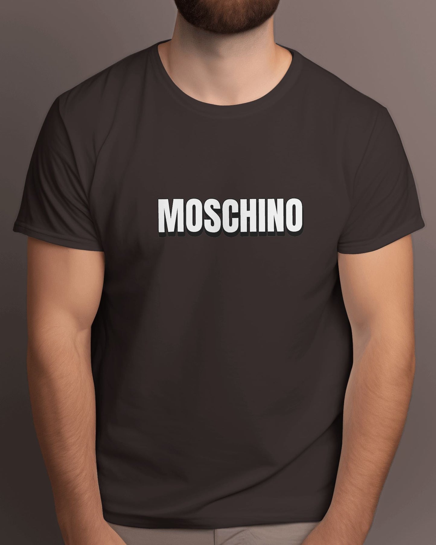 MOSCHINO Half Sleeve T-shirt for Men Coffee Brown