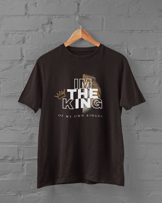 I am the KING Half Sleeve T-shirt for Men Coffee Brown